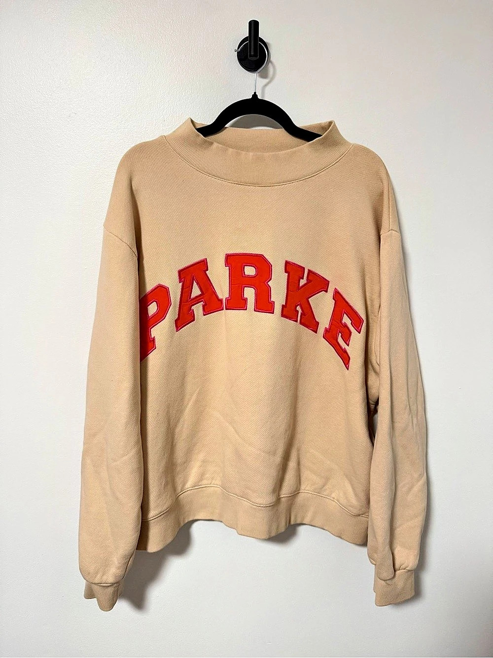 PARKE x Dunkin' Latte Varsity Mockneck Sweatshirt Beige & Red XL